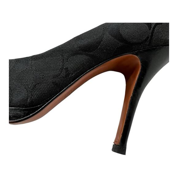 COACH Caya Logo Platform Heels Size 8.5B Y2K Quietluxury Black Pumps Signature C - Picture 15 of 16